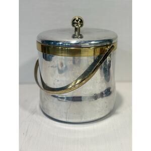 Elco Industries MCM aluminum ice bucket w/ brass handle & band Made in USA